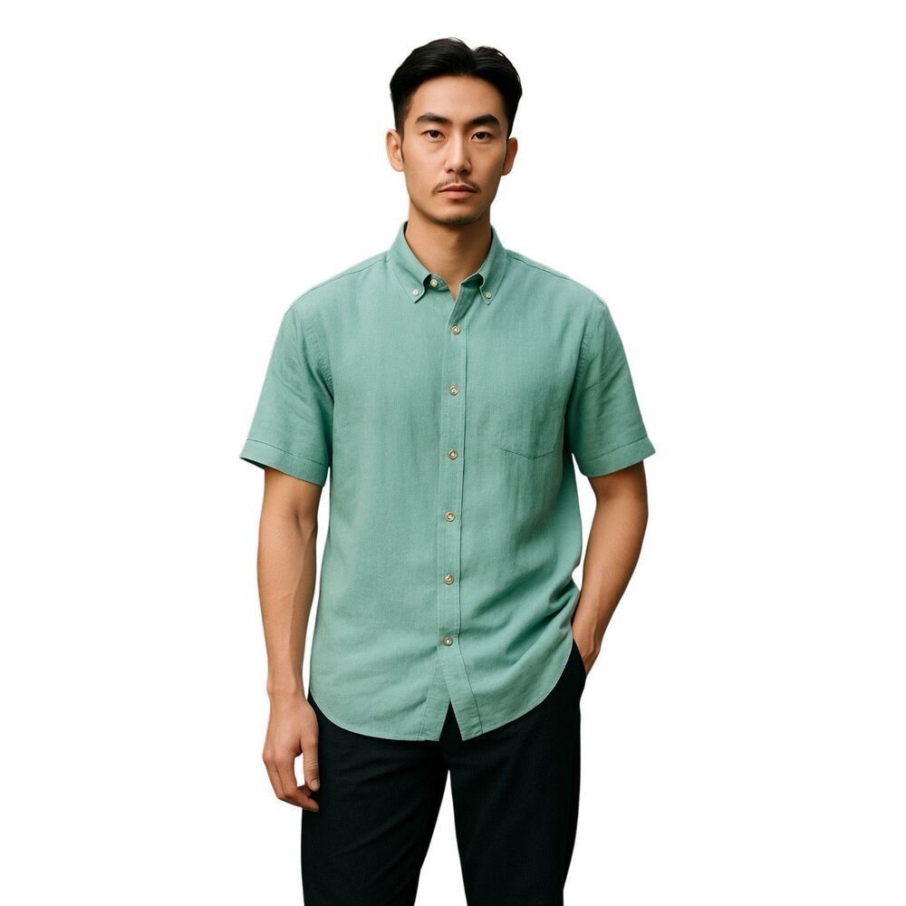 Cremieux Short Sleeve Linen / Cotton Blend Button Down Shirt XL